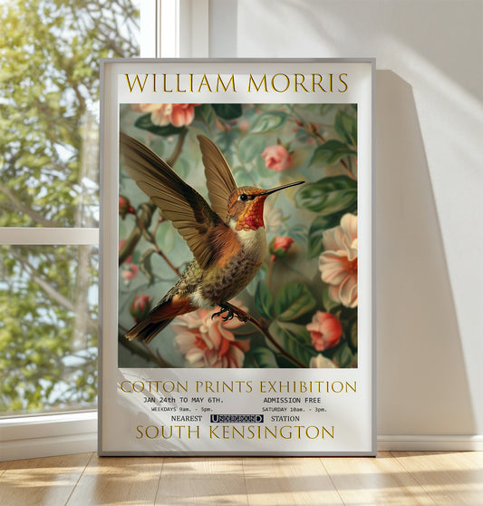 William Morris Art Print, William Morris Exhibition Print, William Morris Poster, Vintage Poster, Textiles Art, Vintage Décor, Humming Bird