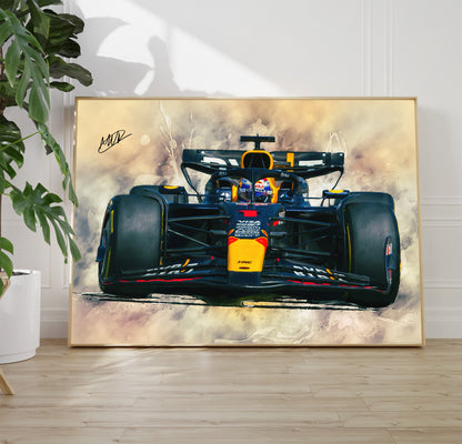 Max Verstappen 2024 Redbull RB20 Formula 1 Car Poster Print, Signed Formula 1 Wall Art