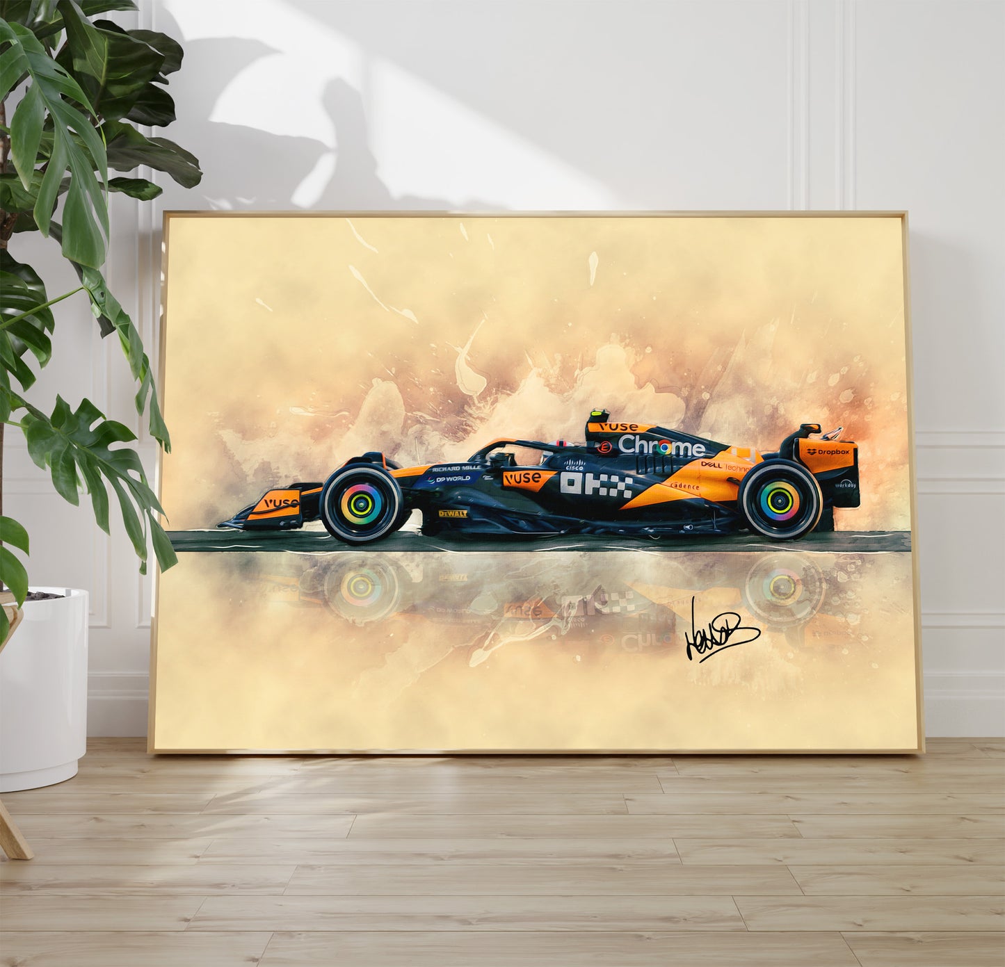 Lando Norris 2024 McLaren MCL38 F1 Car Poster Print, Signed Reproduction, Formula 1 Wall Art