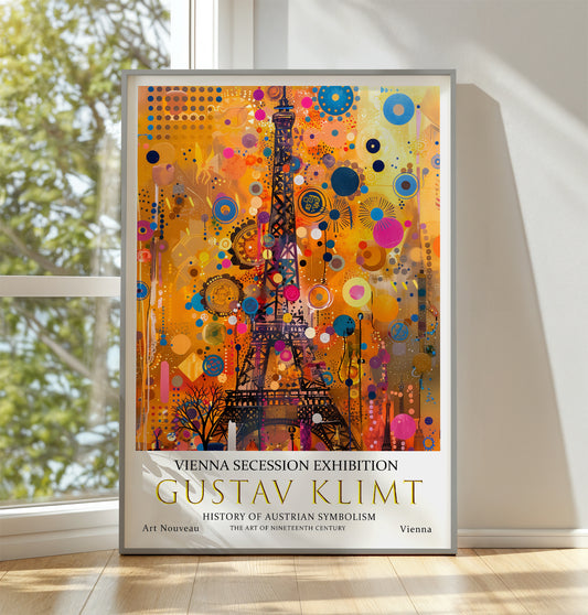 Gustav Klimt Eiffel Tower Print, Gustav Klimt Exhibition Poster, Gustav Klimt Poster, Vintage Poster, City Art, Vintage Wall Art