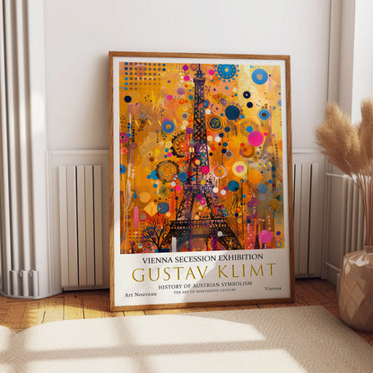 Gustav Klimt Eiffel Tower Print, Gustav Klimt Exhibition Poster, Gustav Klimt Poster, Vintage Poster, City Art, Vintage Wall Art