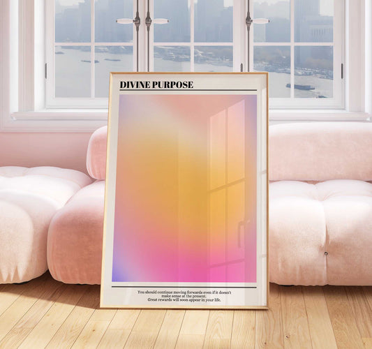 Aura Print - Energy Print - Aura Poster - Spiritual Art - Affirmation Wall Art - Positivity Poster - Pink Gradient Print - Divine Purpose