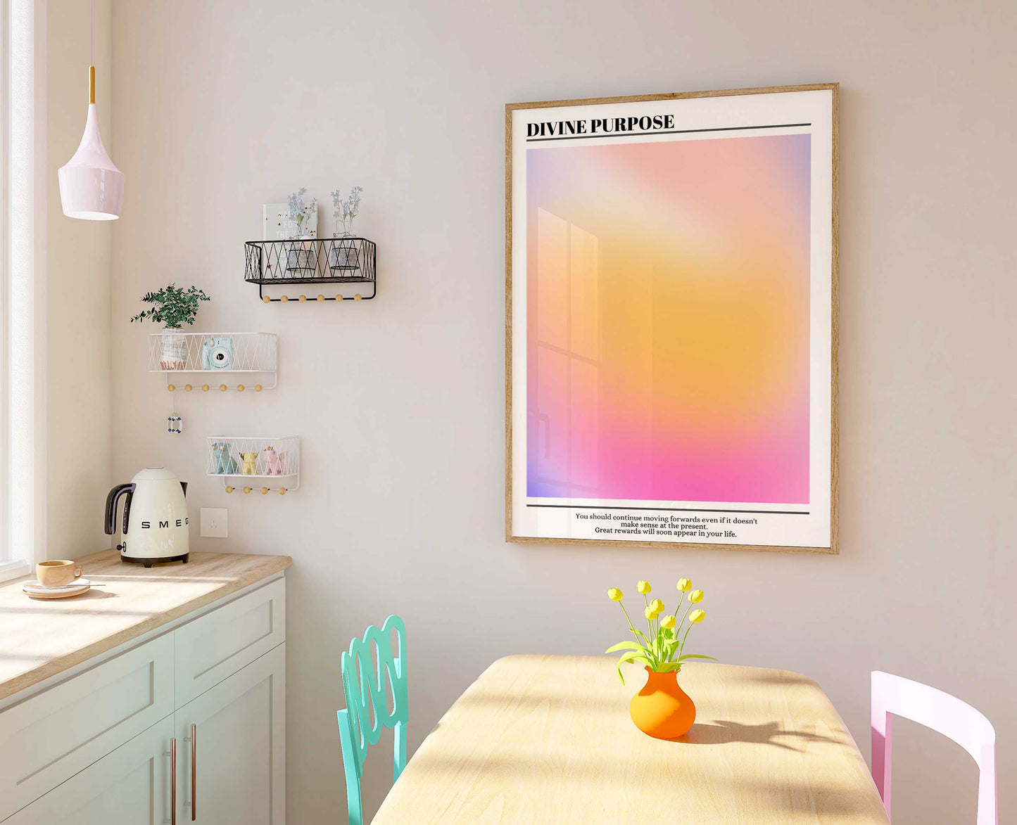 Aura Print - Energy Print - Aura Poster - Spiritual Art - Affirmation Wall Art - Positivity Poster - Pink Gradient Print - Divine Purpose
