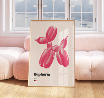 Pink Balloon Dog Print - Maximalist Wall Art - Euphoria Decor - Teens Bedroom Print - Trendy Decor - Maximalist Poster - Eclectic Print