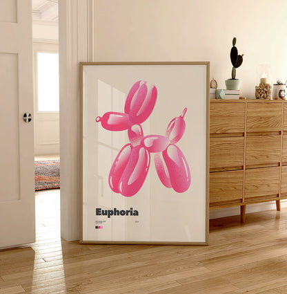 Pink Balloon Dog Print - Maximalist Wall Art - Euphoria Decor - Teens Bedroom Print - Trendy Decor - Maximalist Poster - Eclectic Print