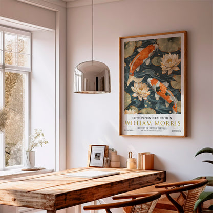 WILLIAM MORRIS KOI FISH FLORAL VINTAGE TEXTILES EXHIBITION POSTER ART PRINT