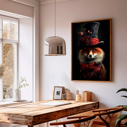 Gothic Fox Poster, Dark Academia Wall Art, Fox Print, Gothic Home Décor, Victorian Fox, Cottagecore Poster, Goth Décor, Gift, A1,A2,A3,A4