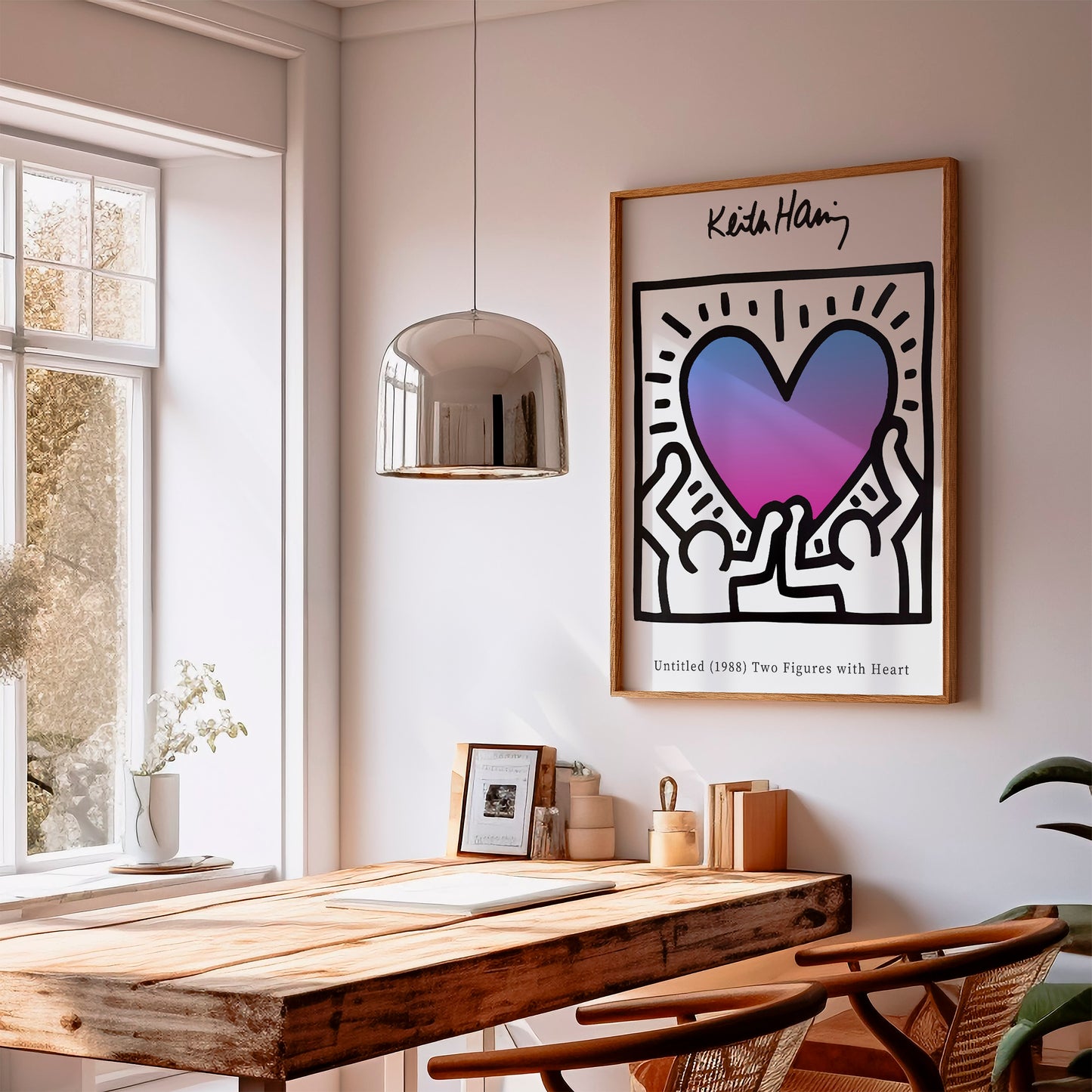 Keith Haring Poster, Love Heart Print, Ombre Pink Exhibition Print, A2/A3/A4/A5