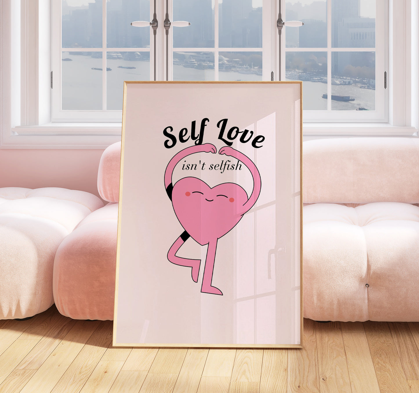 Self Love Print - Maximalist Wall Art - Pink Decor - Teens Bedroom Print - Maximalist Poster - Eclectic Print - Love Heart Print