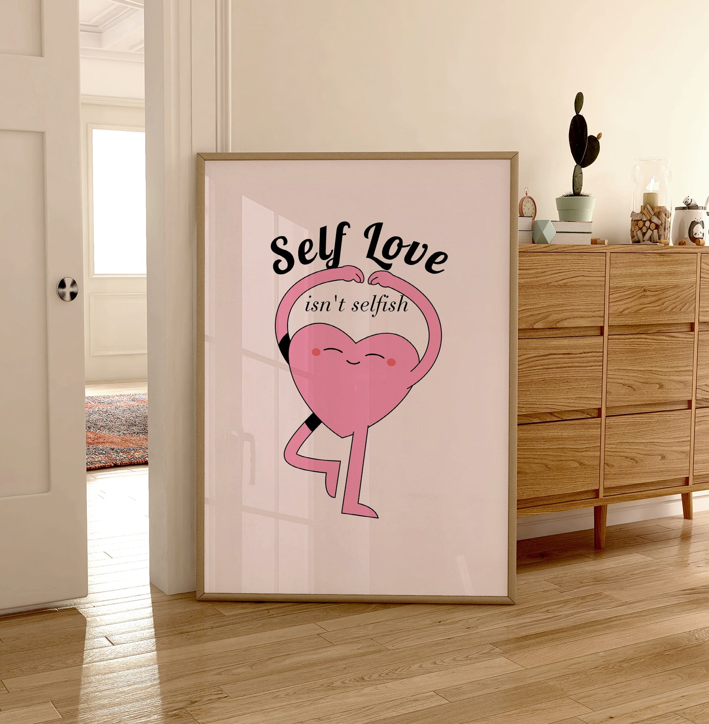 Self Love Print - Maximalist Wall Art - Pink Decor - Teens Bedroom Print - Maximalist Poster - Eclectic Print - Love Heart Print