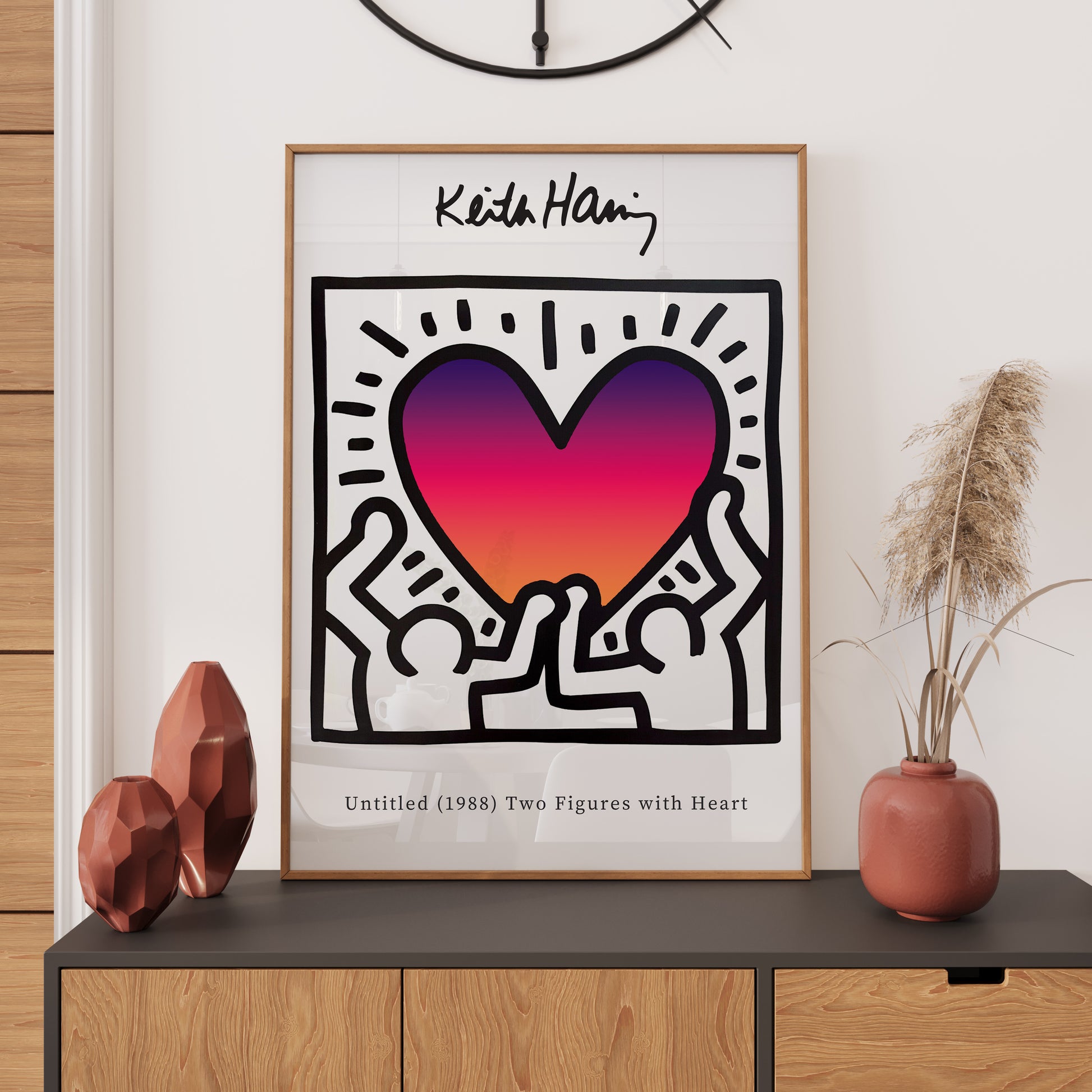 Keith Haring Poster, Love Heart Print, Ombre Exhibition Art Print