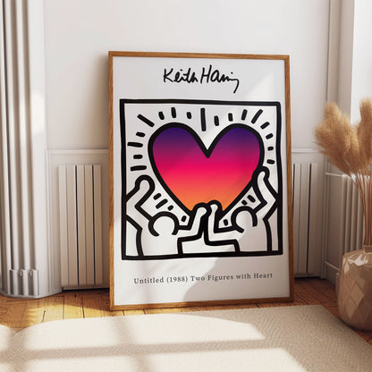 Keith Haring Poster, Love Heart Print, Ombre Exhibition Art Print, A2/A3/A4/A5