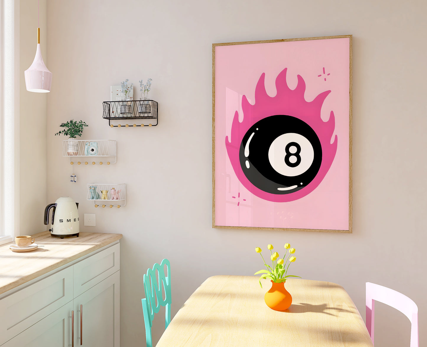 Magic 8 Ball Print - Maximalist Wall Art - Pink Decor - Teens Bedroom Print - Maximalist Poster - Eclectic Print - Trendy 8 Ball Poster