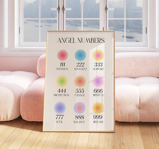 Angel Number Print - Daily Affirmations Print - Aura Poster - Spiritual - Angel Number Wall Art - Girls Bedroom - Angel Number - Pink Print