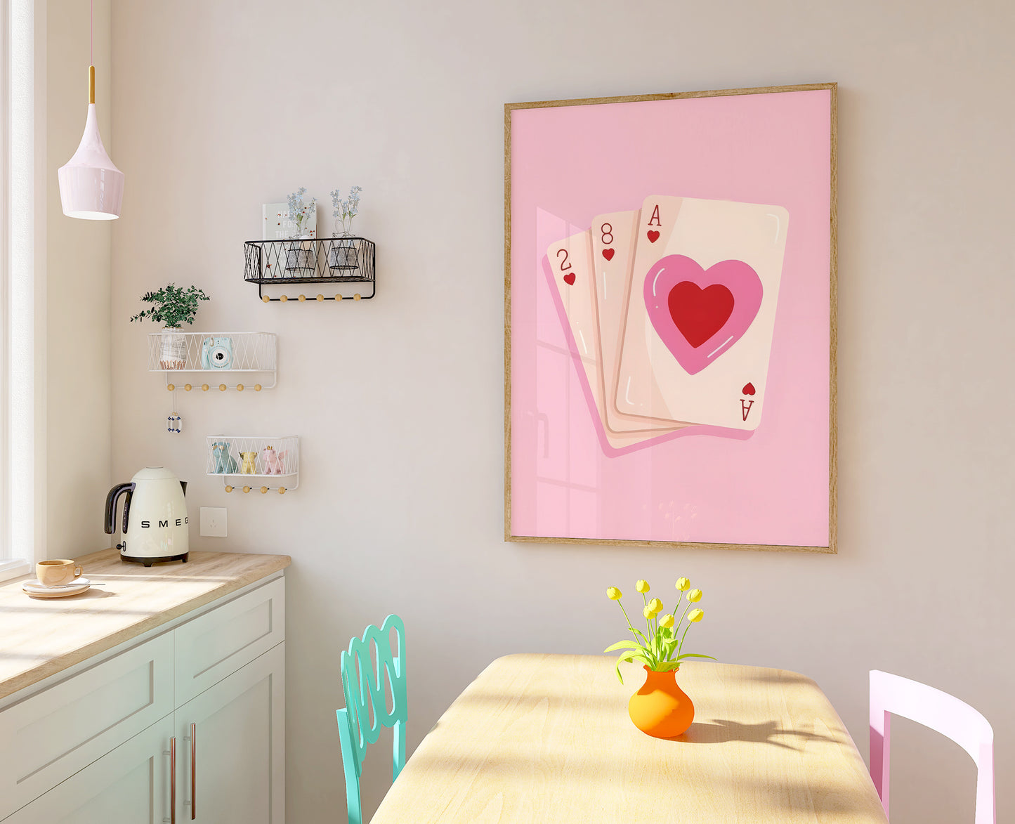 Lucky Ace Print - Maximalist Wall Art - Pink Decor - Teens Bedroom Print - Maximalist Poster - Eclectic Print - Love Heart Poster
