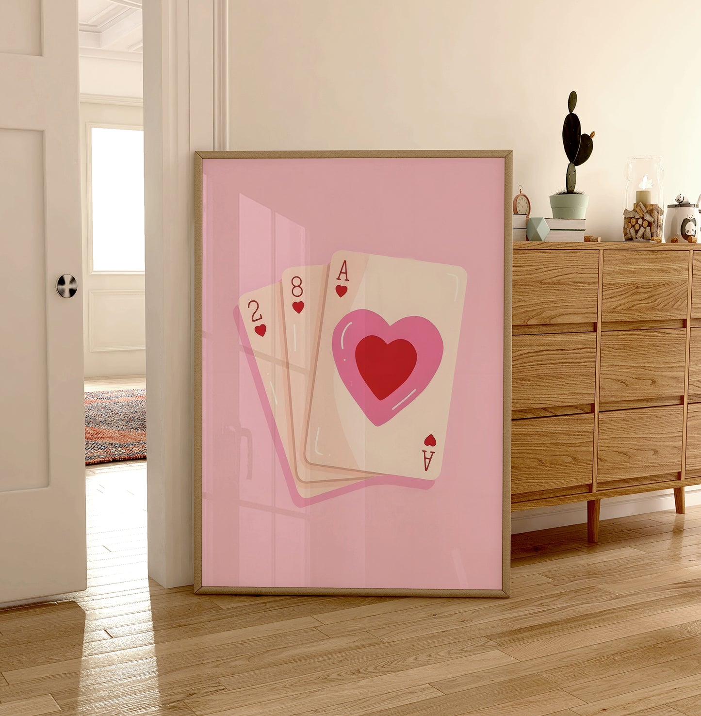 Lucky Ace Print - Maximalist Wall Art - Pink Decor - Teens Bedroom Print - Maximalist Poster - Eclectic Print - Love Heart Poster