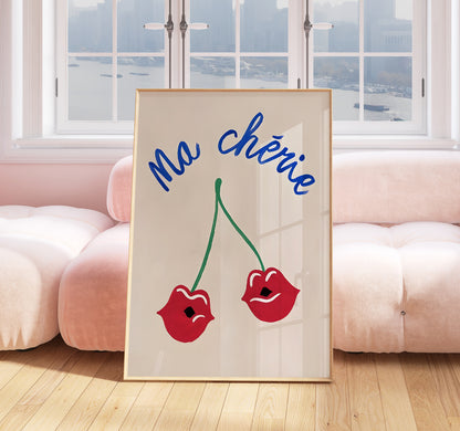 Cute Print - Maximalist Wall Art - Pink Decor - Teens Bedroom Print - Maximalist Poster - Eclectic Print - Cherry Lips Print - Quote Art