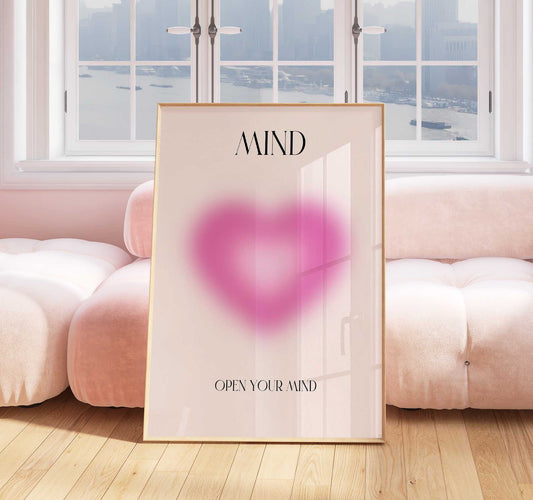 Heart Aura Print - Mind Energy Print - Aura Poster - Spiritual - Affirmation Wall Art - Femininity Poster - Trendy Decor - Pastel Aura Poster