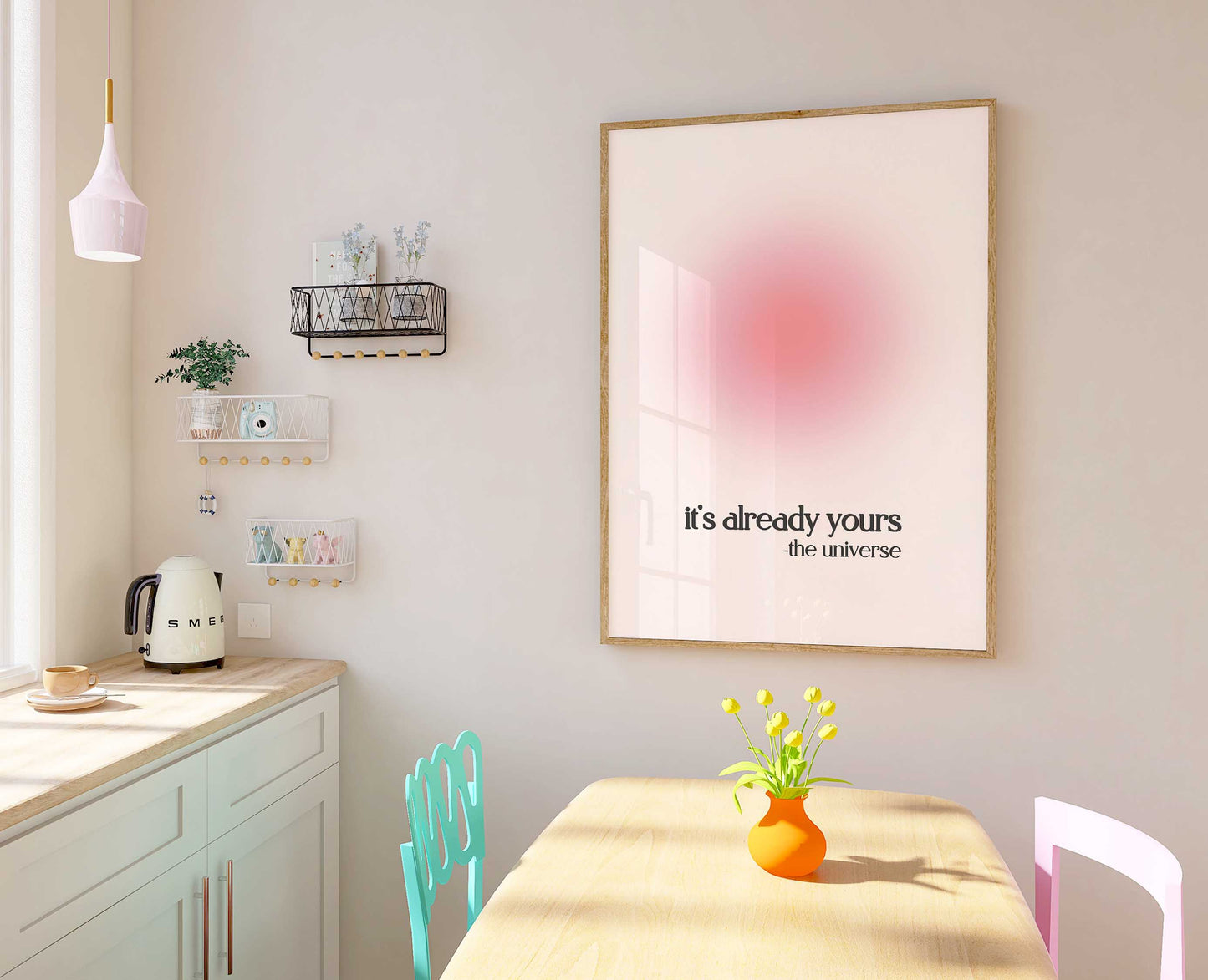 Positive Aura Print - Mind Energy Print - Aura Poster - Spiritual - Affirmation Wall Art - Femininty Poster - Girls Bedroom - Pastel Decor