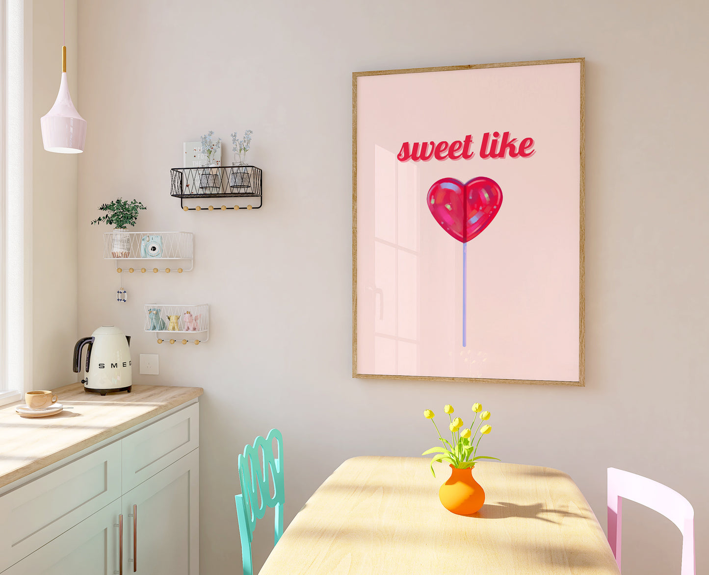 Lolly Pop Print - Sweets Print - Cute Poster - Eclectic Room Decor - Candy Prints - Girls Room Poster - Pastel Decor - Pink Poster