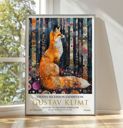 Gustav Klimt Fox Print, Gustav Klimt Exhibition Poster, Gustav Klimt Crow Poster, Vintage Poster, Night Garden Art, Vintage Wall Art