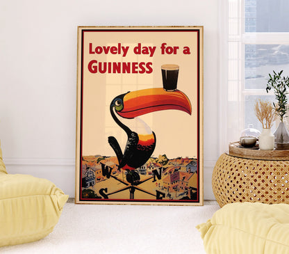 Guinness Wall Art, Lovely Day For A Guinness, Guinness Print, Vintage Drinks Poster, Bar Wall Art. Kitchen Décor, Gift Idea, A1/A2/A3/A4/A5