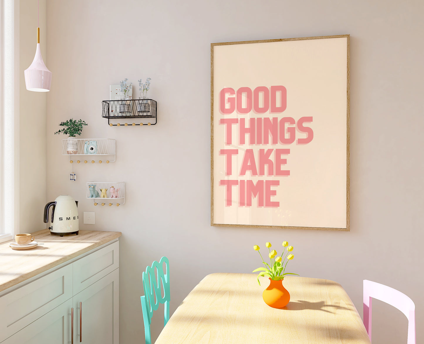 Positivity Quote Print - Pink Print - Cute Poster - Eclectic Room Decor - Funky Prints - Girls Room Poster - Pastel Decor - Pink Poster