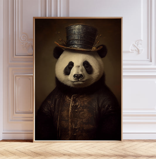 Victorian Panda Art Print, Dark Academia Poster, Panda Poster, Vintage Wall Décor, Victorian Animal Art, Gift Idea, A1,A2,A3,A4,A5