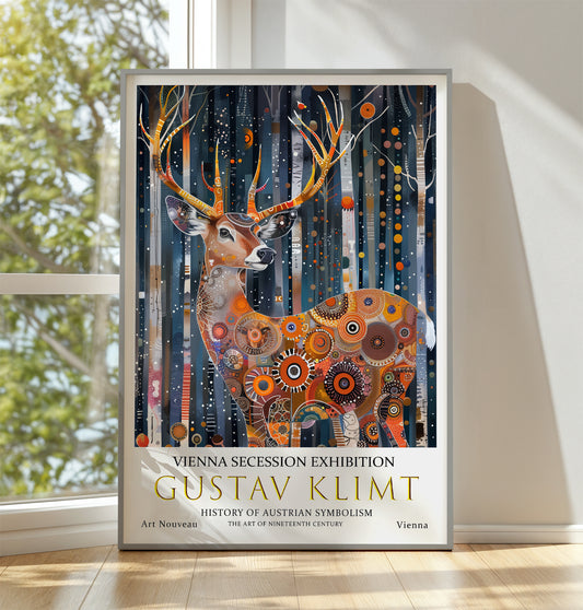 Gustav Klimt Deer Print, Gustav Klimt Exhibition Poster, Gustav Klimt Crow Poster, Vintage Poster, Night Garden Art, Vintage Wall Art,