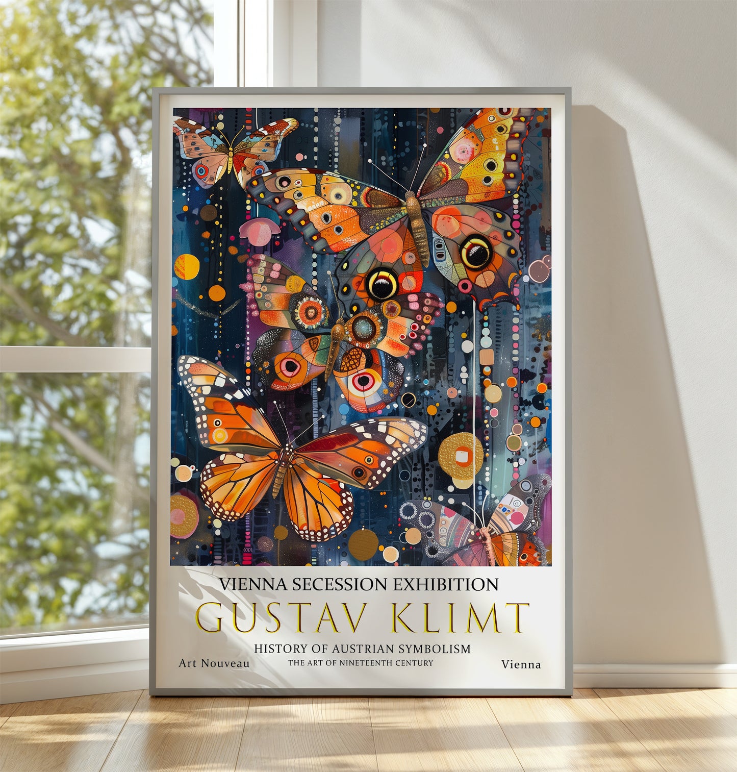 Gustav Klimt Butterflys Print, Gustav Klimt Exhibition Poster, Gustav Klimt Poster, Vintage Poster, Night Garden Art, Vintage Wall Art,