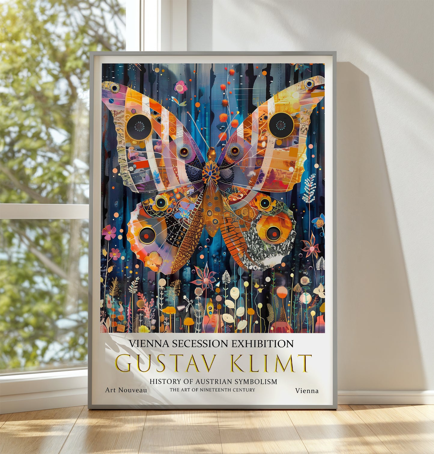 Gustav Klimt Butterfly Print, Gustav Klimt Exhibition Poster, Gustav Klimt Poster, Vintage Poster, Night Garden Art, Vintage Wall Art, (Copy)