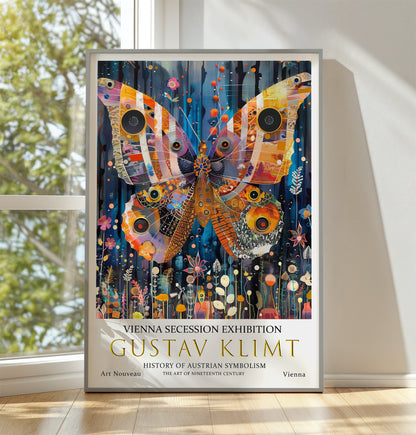 Gustav Klimt Butterfly Print, Gustav Klimt Exhibition Poster, Gustav Klimt Poster, Vintage Poster, Night Garden Art, Vintage Wall Art, (Copy)