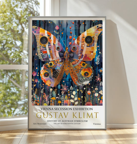 Gustav Klimt Butterfly Print, Gustav Klimt Exhibition Poster, Gustav Klimt Poster, Vintage Poster, Night Garden Art, Vintage Wall Art, (Copy)