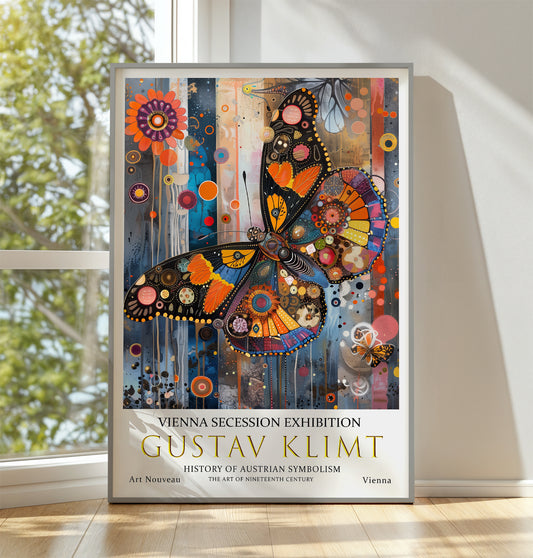 Gustav Klimt Butterfly Print, Gustav Klimt Exhibition Poster, Gustav Klimt Poster, Vintage Poster, Night Garden Art, Vintage Wall Art, (Copy) (Copy)