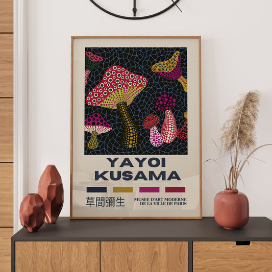 Yayoi Kusama Mushrooms Japanese Art WALL ART PRINT Exhibition Poster Wall Décor