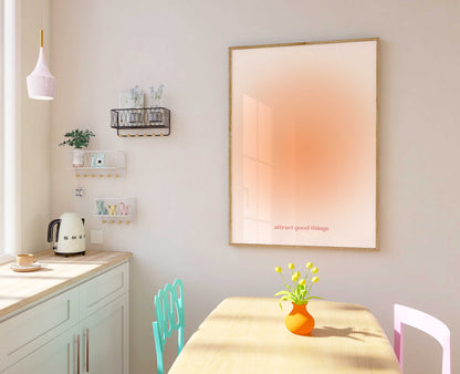 Gradient Aura Print - Energy Print - Aura Poster - Spiritual - Positive Affirmation Wall Art - Girls Bedroom - Orange Decor