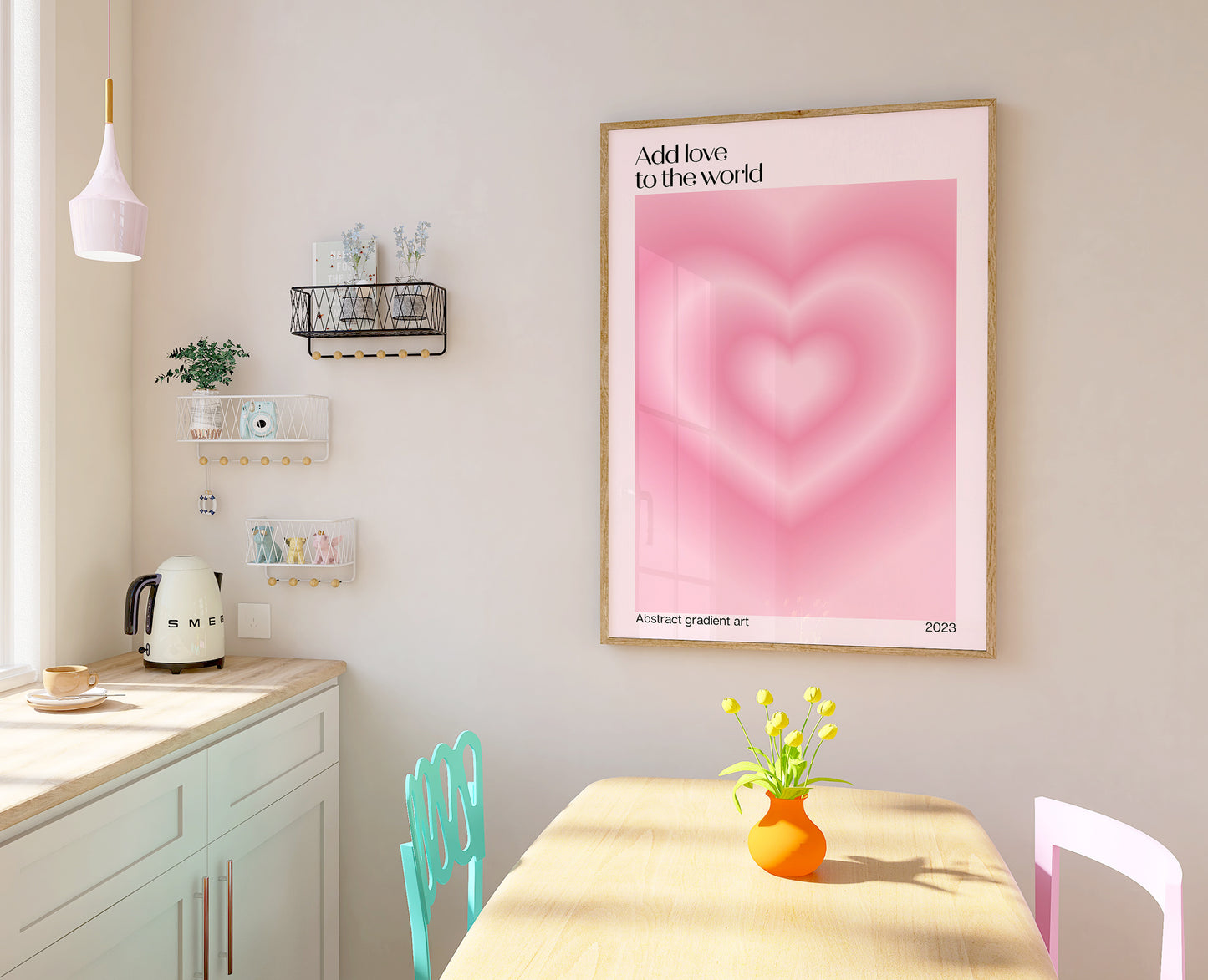 Heart Aura Print - Energy Print - Aura Poster - Spiritual - Positive Affirmation Wall Art - Femininty Poster - Girls Bedroom - Pastel Decor