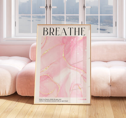 Breathe Aura Print - Energy Print - Aura Poster - Spiritual - Angel Number Wall Art - Femininty Poster - Girls Bedroom - Pastel Pink Decor