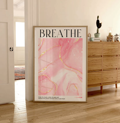 Breathe Aura Print - Energy Print - Aura Poster - Spiritual - Angel Number Wall Art - Femininty Poster - Girls Bedroom - Pastel Pink Decor