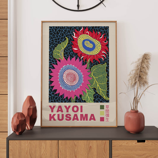 Yayoi Kusama Flowers Japanese Art WALL ART PRINT Exhibition Poster Floral Wall Décor