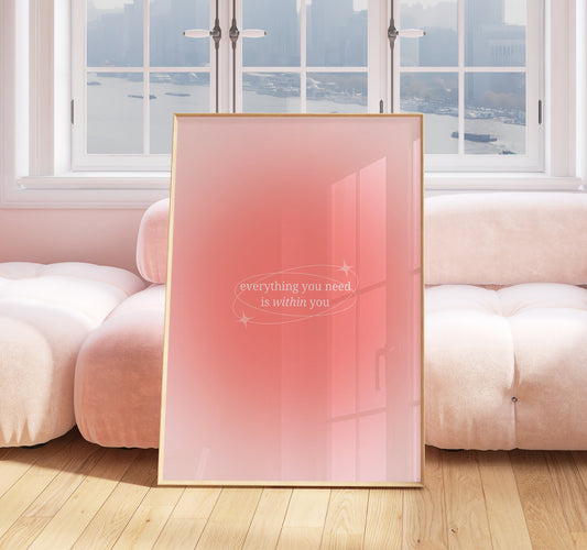 Pink Aura Print - Energy Print - Aura Poster - Spiritual - Angel Number Wall Art - Femininity Poster - Girls Bedroom - Quote Print