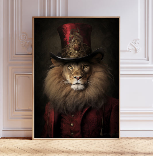 Gothic Lion Print, Gothic Art, Lion Poster, Vintage Victorian Décor, Gothic Wall Décor, Dark Academia Wall Art, Gift Idea, A1,A2,A3,A4.A5