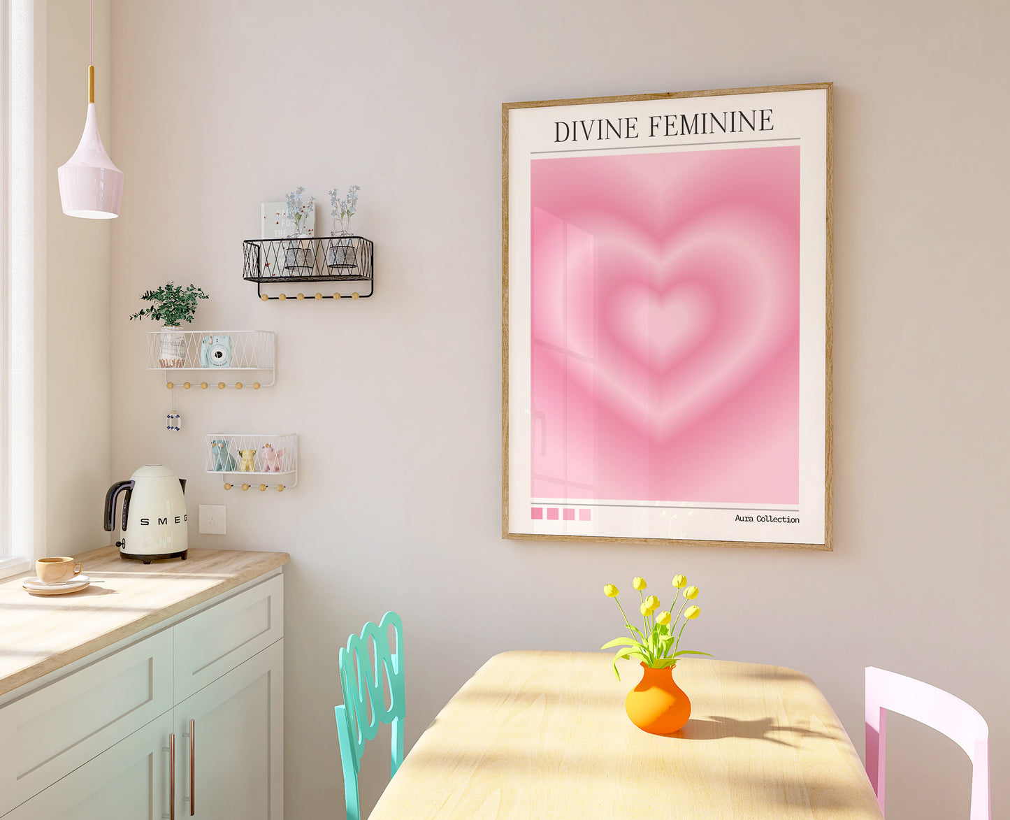 Pink Aura Print - Energy Print - Aura Poster - Spiritual - Angel Number Wall Art - Femininty Poster - Girls Bedroom - Qoute Print