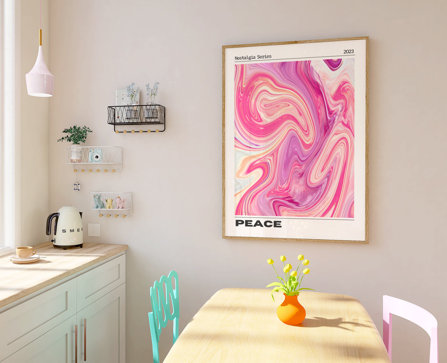 Peace Aura Print - Energy Print - Aura Poster - Spiritual - Angel Number Wall Art - Femininity Poster - Girls Bedroom - Pink Print