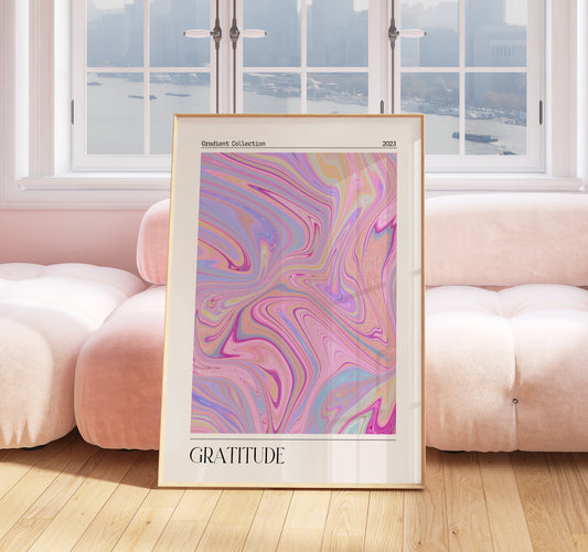 Gratitude Aura Print - Energy Print - Aura Poster - Spiritual - Gradient Wall Art - Femininty Poster - Girls Bedroom - Pink Print