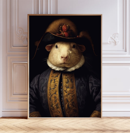 Gothic Guinea Pig Art Print, Gothic Art, Guinea Pig Poster, Vintage Décor, Dark Academia Wall Art, Gothic Wall Decor, Gift Idea, A1,A2,A3,A4,A5