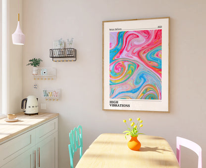 Colourful Aura Print - Energy Print - Aura Poster - Spiritual - Retro Wall Art - Femininty Poster - Girls Bedroom - Pink Print