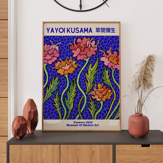 Yayoi Kusama Flowers 2002 Japanese Art WALL ART PRINT Exhibition Poster Vintage Wall Décor 