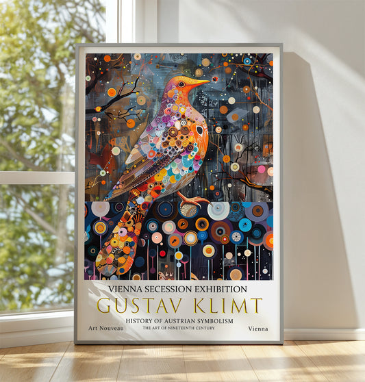 Gustav Klimt Dove Print, Gustav Klimt Exhibition Poster, Gustav Klimt Poster, Vintage Poster, Flower Artwork, Vintage Wall Art,