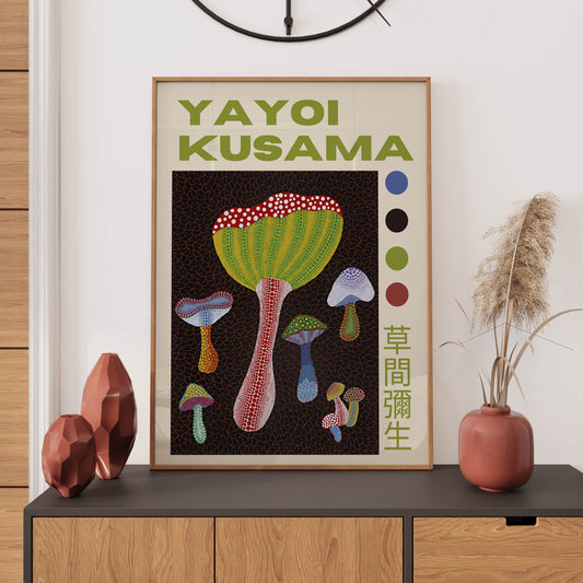 Yayoi Kusama Mushrooms Japanese ART PRINT Exhibition Poster Gallery Home Décor